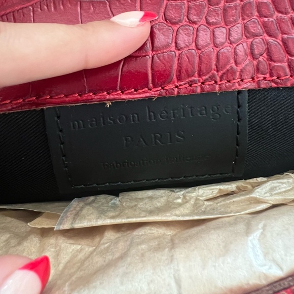 RARE AUTHENTIC MAISON HÉRITAGE COW LEATHER RED CROSSBODY PURSE ❤️ NWT !!! - Picture 6 of 15